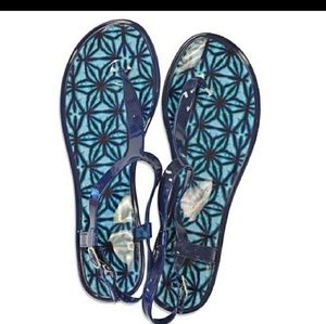 Blue jelly sandals